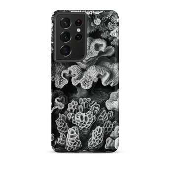 Hexacoralla Six-rayed Star Corals - Ernst Haeckel Samsung Case, Galaxy S21 Ultra / Matte, Smartphone Black White Coral Pattern Case