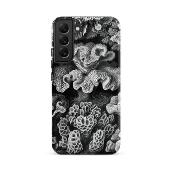 Hexacoralla Six-rayed Star Corals - Ernst Haeckel Samsung Case, Galaxy S22 Plus / Matte, Smartphone Case Black White Coral Reef Pattern