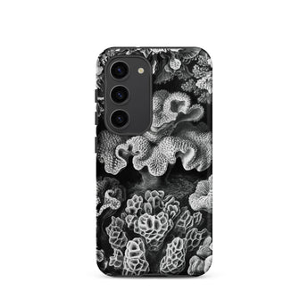 Hexacoralla Six-rayed Star Corals - Ernst Haeckel Samsung Case, Galaxy S23 / Matte, Black Phone Case Textured White Coral Pattern