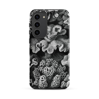 Hexacoralla Six-rayed Star Corals - Ernst Haeckel Samsung Case, Galaxy S23 Plus / Matte, Black Phone Case Textured Grayscale Coral Reef