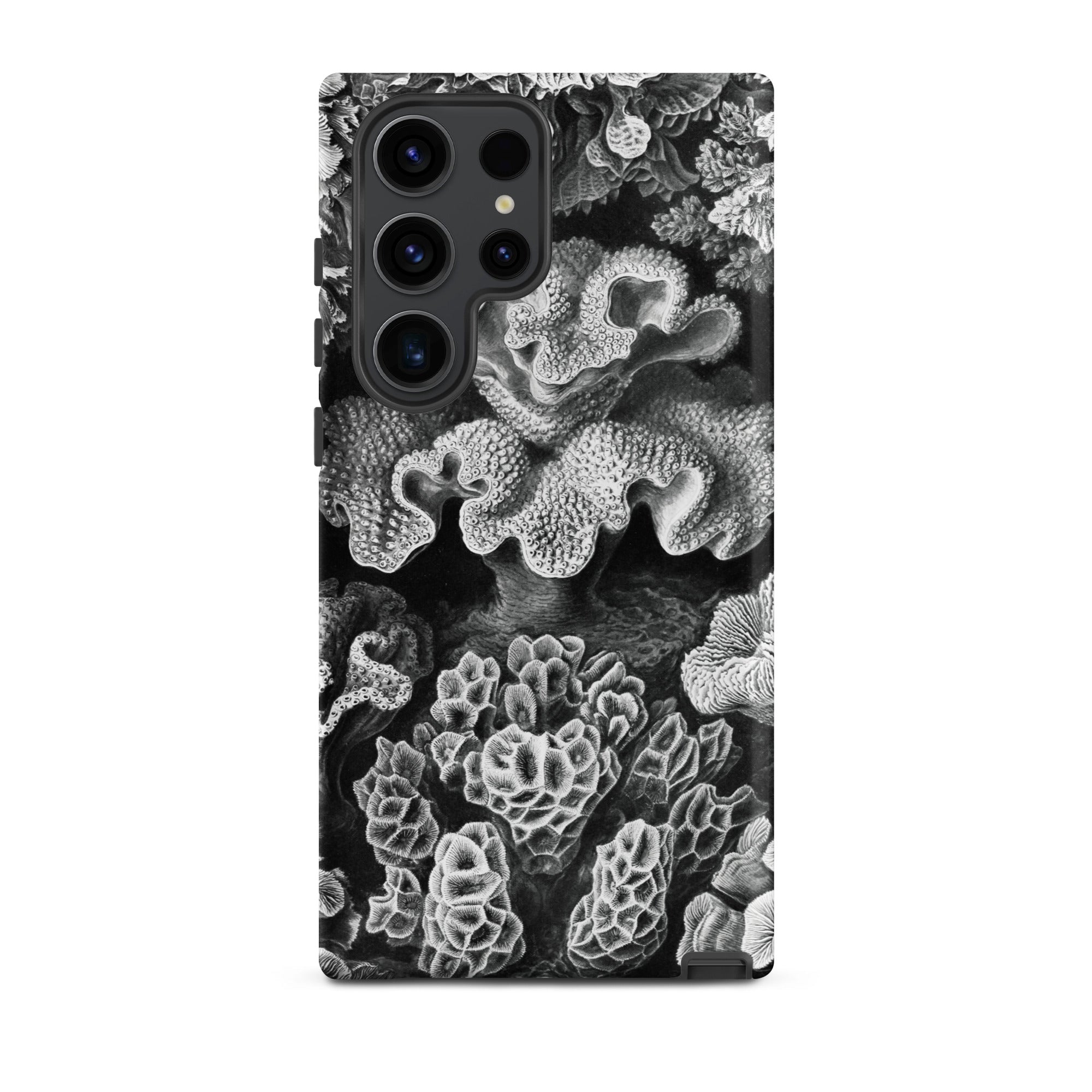 Hexacoralla Six Rayed Star Corals Ernst Haeckel Samsung Case, Galaxy S23 Ultra / Matte, Smartphone Black White Coral Pattern Case