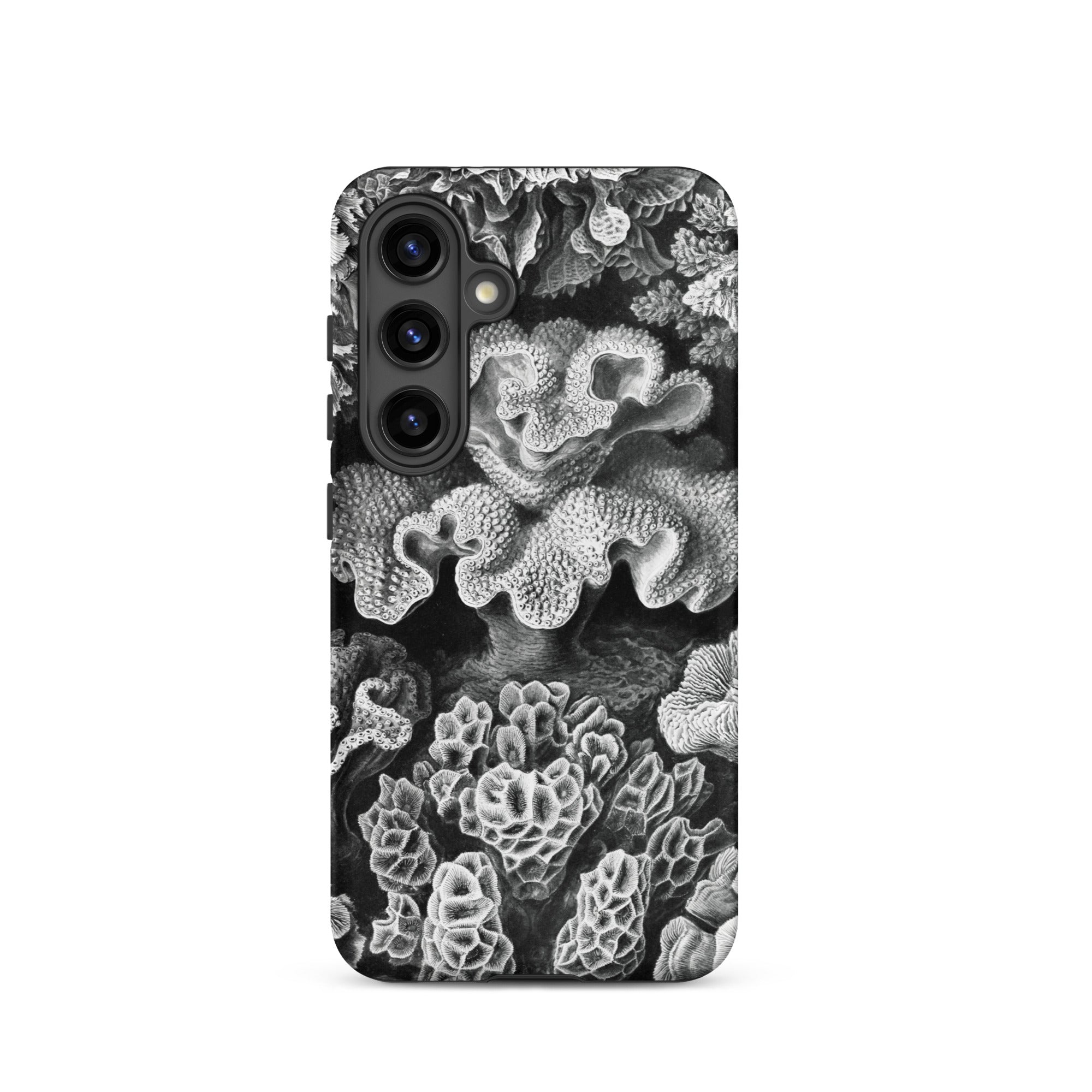 Hexacoralla Six Rayed Star Corals Ernst Haeckel Samsung Case, Galaxy S24 / Matte, Smartphone Case Black White Coral Pattern
