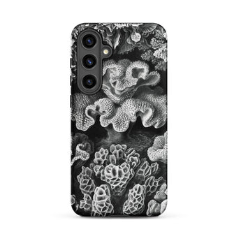 Hexacoralla Six-rayed Star Corals - Ernst Haeckel Samsung Case, Galaxy S24 Plus / Matte, Monochrome Phone Case Textured Coral-like Pattern