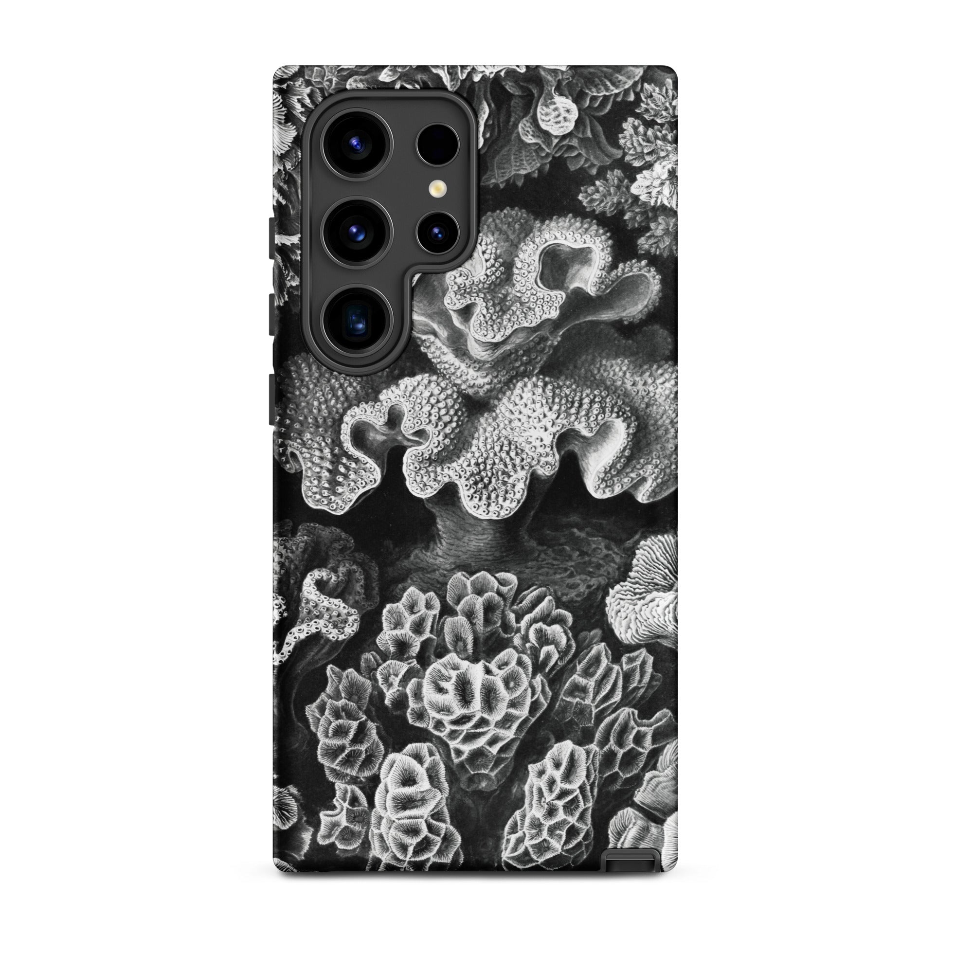 Hexacoralla Six Rayed Star Corals Ernst Haeckel Samsung Case, Galaxy S24 Ultra / Matte, Smartphone Case Black White Textured Abstract Coral