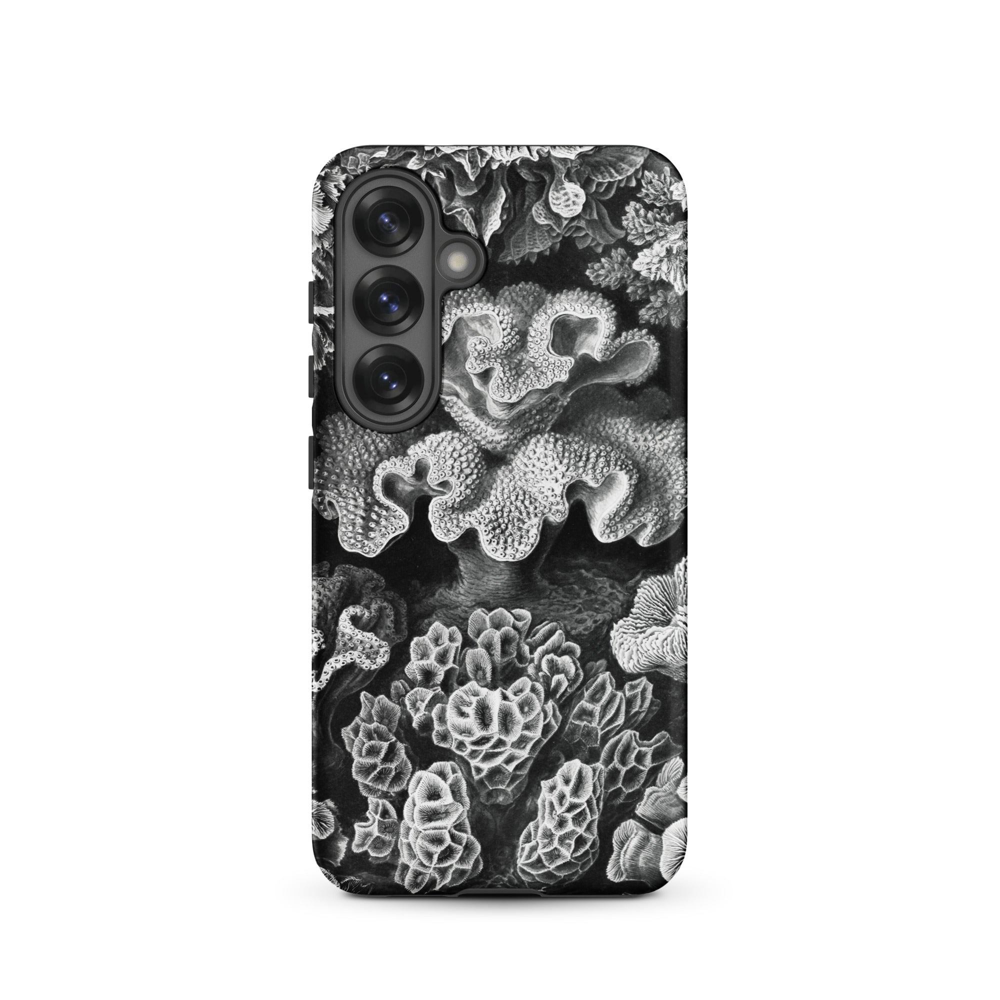 Hexacoralla Six Rayed Star Corals Ernst Haeckel Samsung Case, Galaxy S25 / Matte, Black White Patterned Phone Case Triple Camera Cutout