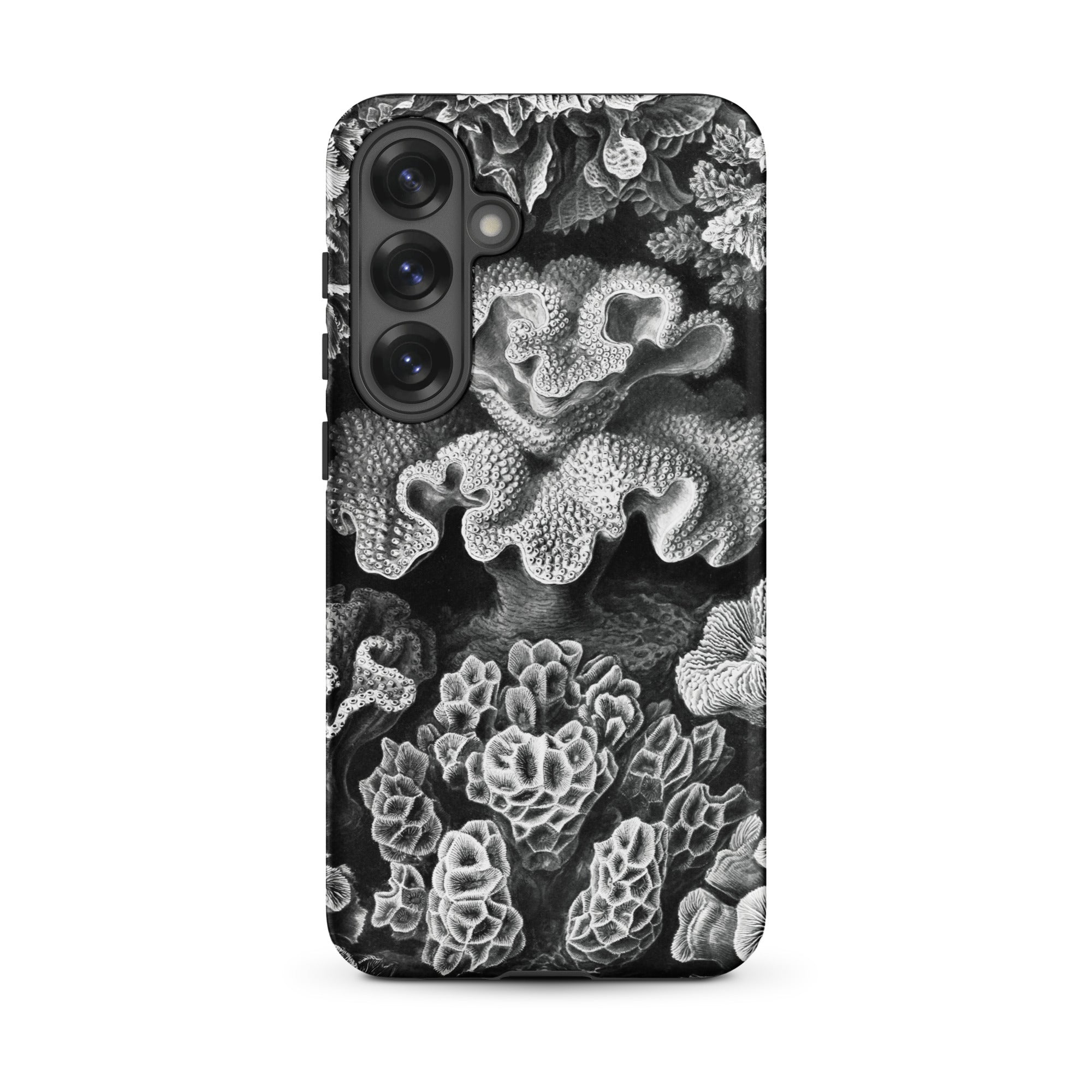 Hexacoralla Six Rayed Star Corals Ernst Haeckel Samsung Case, Galaxy S25 Plus / Matte, Black White Phone Case Coral Pattern