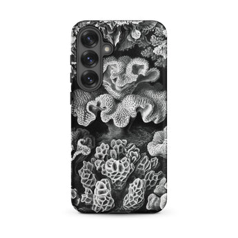 Hexacoralla Six-rayed Star Corals - Ernst Haeckel Samsung Case, Galaxy S25 Plus / Matte, Black White Phone Case Coral Pattern