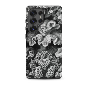 Hexacoralla Six-rayed Star Corals - Ernst Haeckel Samsung Case, Galaxy S25 Ultra / Matte, Black White Patterned Phone Case Coral-like