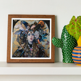 The Hierophant Surreal Tarot Art Print, Framed Artwork Fantastical Portrait Birds Floral Elements