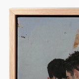 Light Wood-framed Canvas Painting Soft Textured Sky Dark Gay Hookup Art Print, Surf Spits Foam, Faces Drift Nearer
