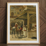Hindu Merchants - Edwin Lord Weeks Art Print / Canvas, Carved Marble Kiosk, Edwin Lord Weeks Art, Ink Bleeds
