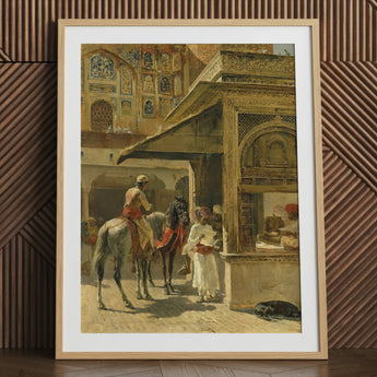 Hindu Merchants - Edwin Lord Weeks Art Print / Canvas, Carved Marble Kiosk, Edwin Lord Weeks Art, Ink Bleeds