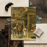Hindu Merchants - Edwin Lord Weeks Art Print / Canvas Vintage-style Ornate Courtyard Scene Figures Horseback Traditional Carved Marble