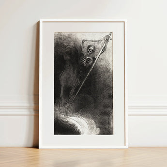 And His Name that Sat on Him was Death - Odilon Redon Art Print / Canvas, 12x18’’ / 31x46cm / White Frame / Matboard, Posters Prints &