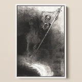 And His Name that Sat on Him was Death - Odilon Redon Art Print / Canvas Black White Framed Artwork Skeleton Horseback Sword Rendered