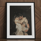 Hold Tight - Ancient Gay Fantasy Art Print, 12x16’’ / 31x41cm / Black Frame, Framed Painting Two Men