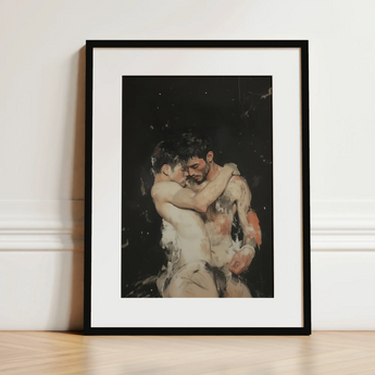 Hold Tight - Ancient Gay Fantasy Art Print / Canvas, 12x16’’ / 31x41cm / Black Frame / Matboard, Posters Prints & Visual Artwork, Toby Leon