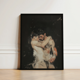 Black-framed Artwork Two Nude Men Dark Background Ancient Gay Fantasy, Art, Print