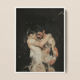 Hold Tight - Ancient Gay Fantasy Art Print / Canvas Framed Painting Two Muscular Men Intimate Embrace Rendered, Prints