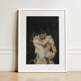 Hold Tight - Ancient Gay Fantasy Art Print / Canvas White-framed Tender Embrace Two Muscular Men, Prints