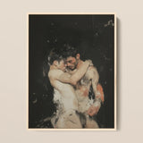 Hold Tight - Ancient Homoerotic Fantasy Framed Canvas, 12x16’’ / 31x41cm / Natural Floating Frame, Framed Painting Two Men