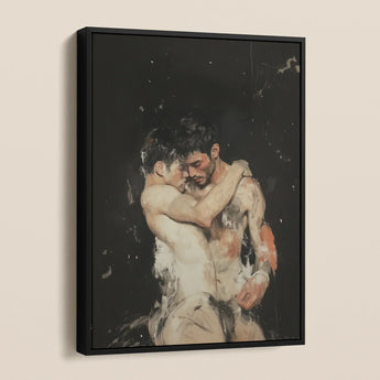 Hold Tight - Ancient Homoerotic Fantasy Framed Canvas, Framed Painting Two Men