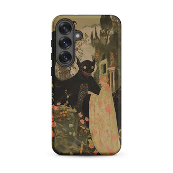 Home Sweet - Creepy Cute Demon Art Phone Case Samsung Galaxy S25 Plus / Matte Black Cat-themed Phone Case Vintage Illustration Figure