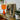 Home Sweet - Creepy Cute Demon Art Print, Bright Orange Glass Table Lamp Ribbed Base Cylindrical