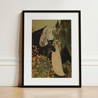 Home Sweet - Creepy Cute Demon Art Print / Canvas, 12x16’’ / 31x41cm / Black Frame / Matboard, Posters Prints & Visual Artwork, Toby Leon