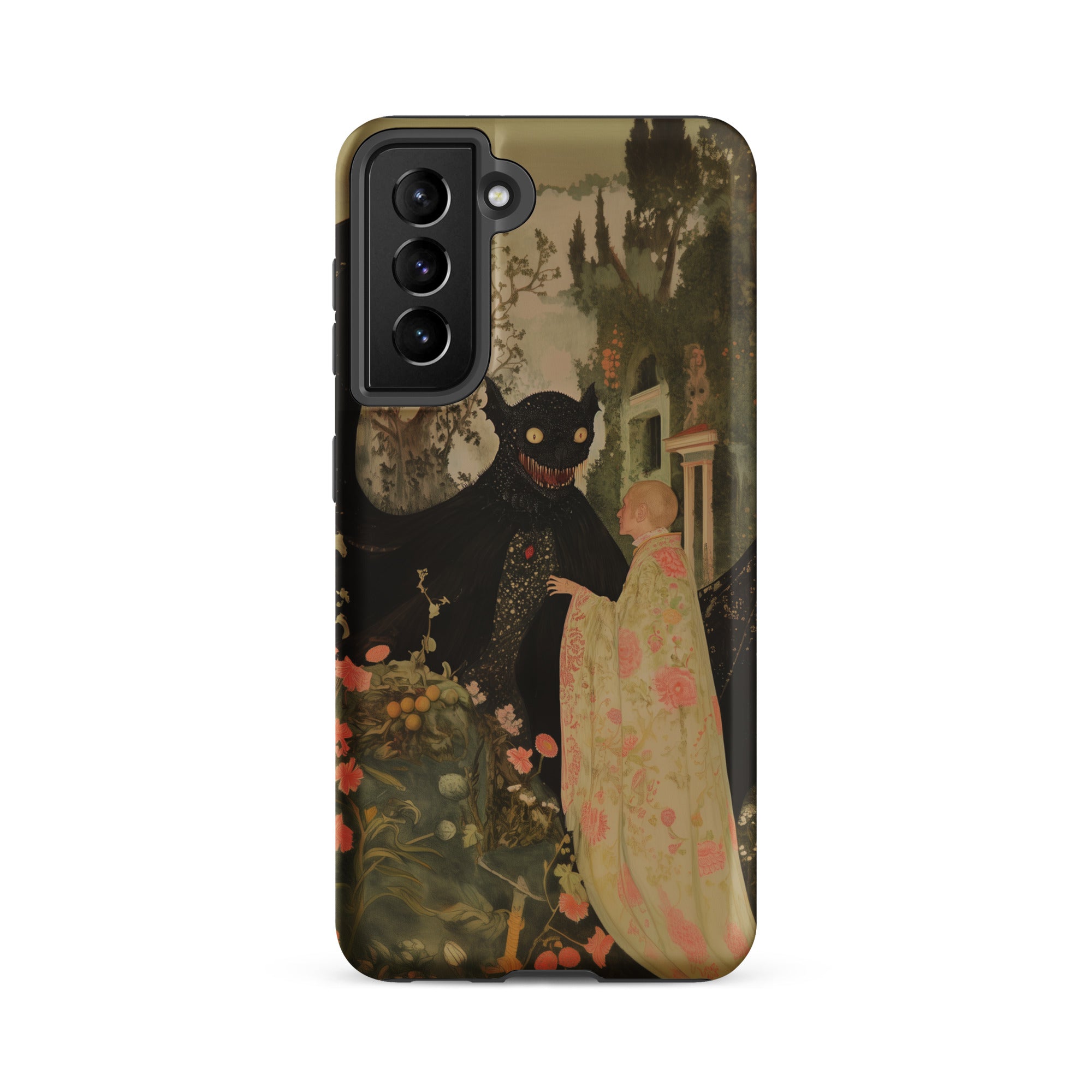 Home Sweet Creepy Cute Demon Art Samsung Case, Galaxy S21 Fe / Matte, Black Phone Case Stylized Painting Horned Demon Woman