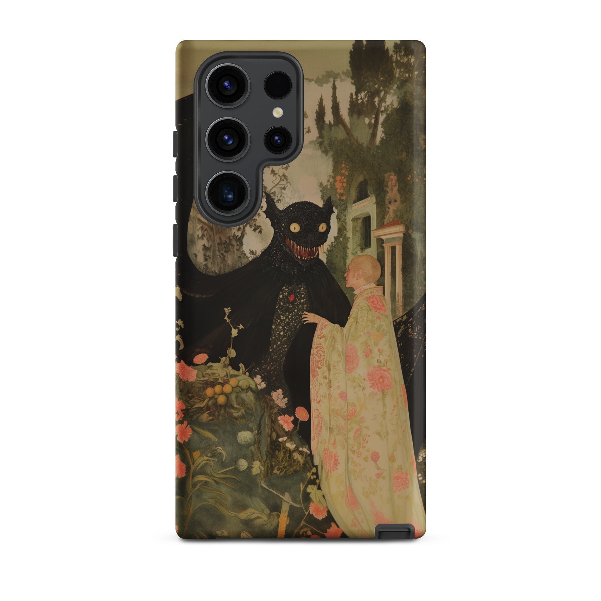 Home Sweet Creepy Cute Demon Art Samsung Case, Galaxy S23 Ultra / Matte, Smartphone Case Vintage Style Illustration Black Creature Eyes