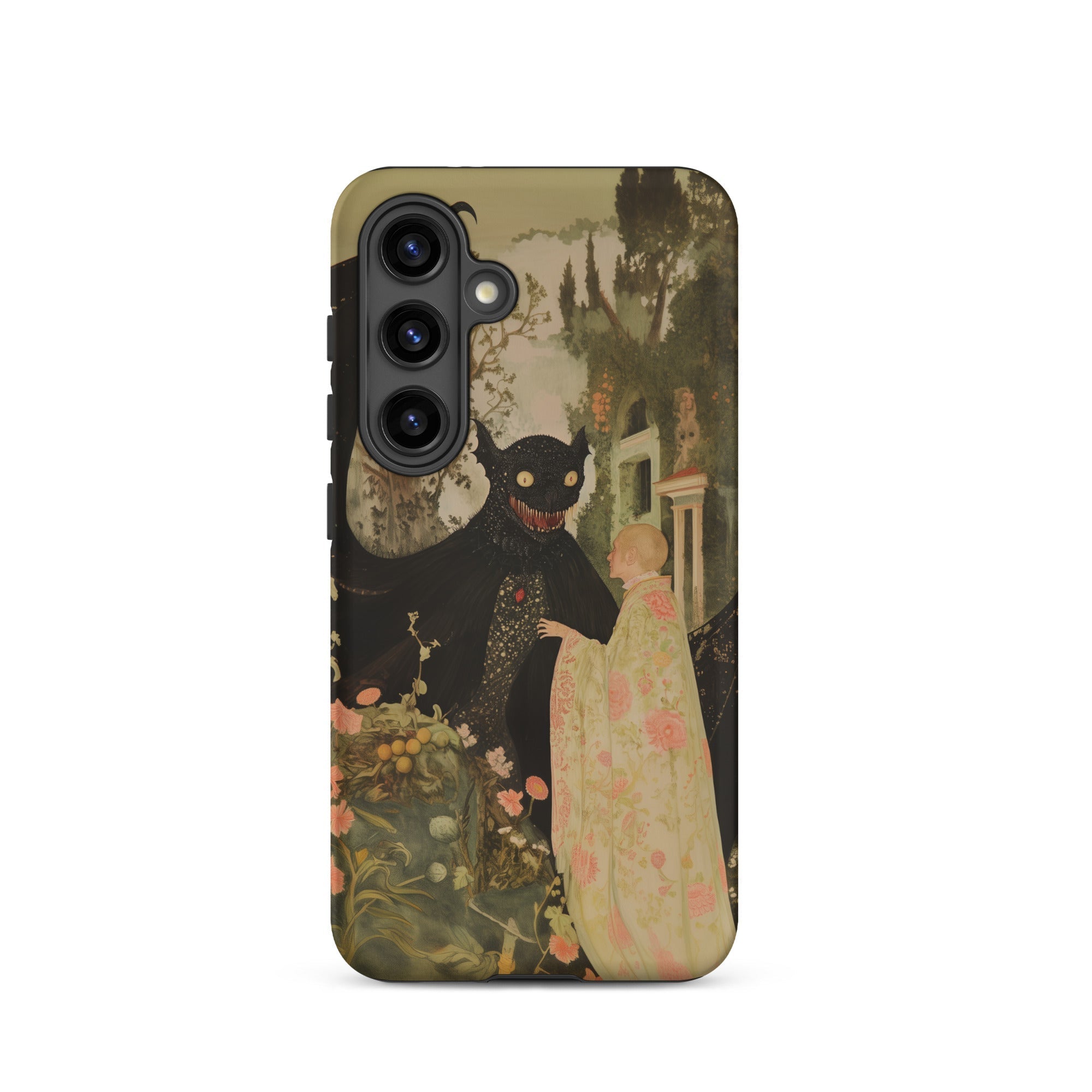 Home Sweet Creepy Cute Demon Art Samsung Case, Galaxy S24 / Matte, Smartphone Case Dark Horned Creature Woman Gown Set