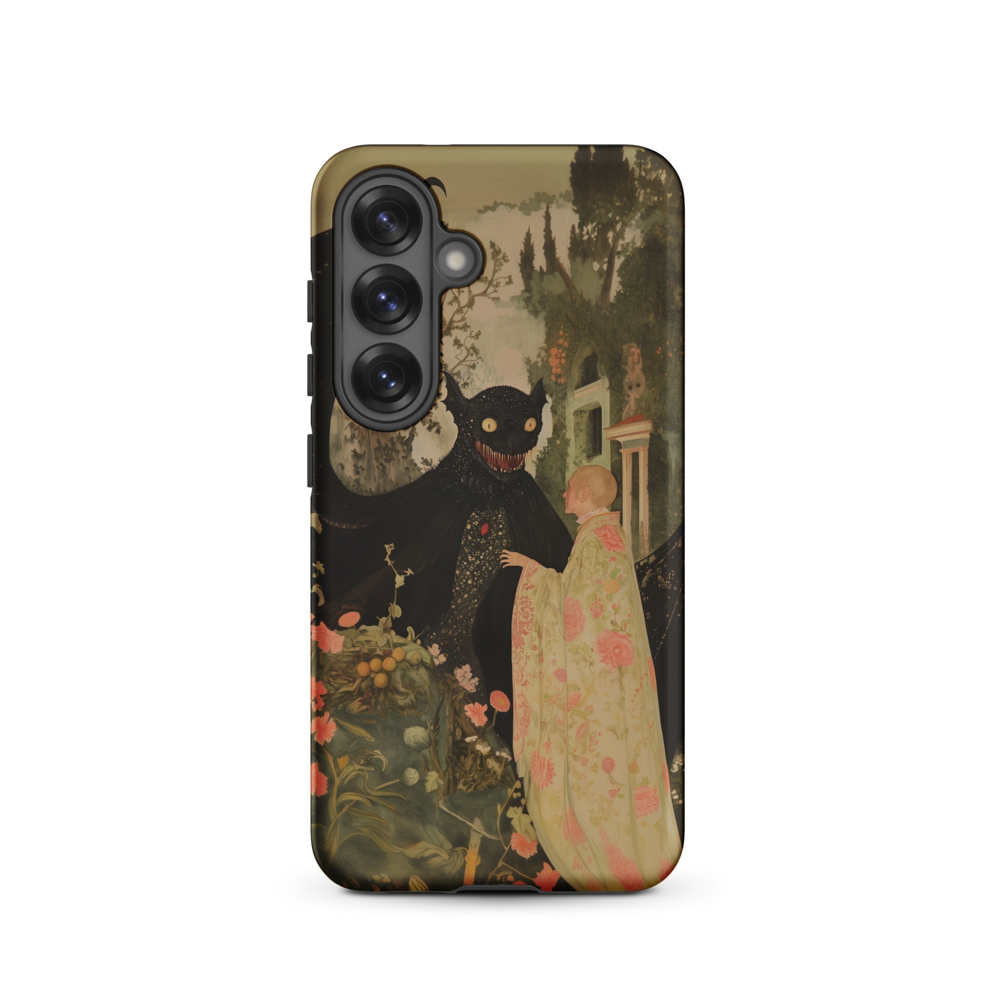Home Sweet Creepy Cute Demon Art Samsung Case, Galaxy S25 / Matte, Smartphone Case Whimsical Dark Art Print Horned Creature
