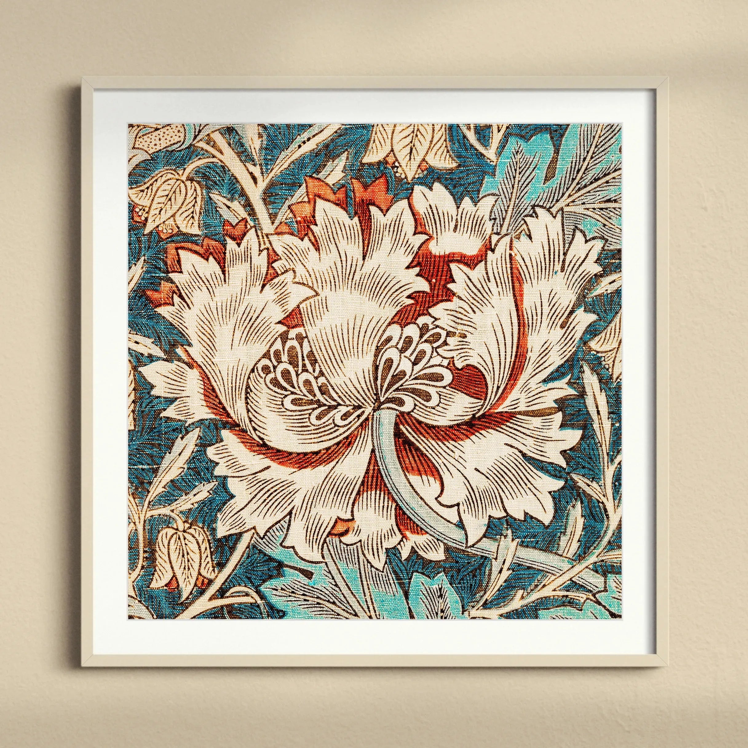 Honeysuckle Too - William Morris Arts & Crafts Framed Print - 12’x12’ / Natural Frame - Posters Prints & Visual
