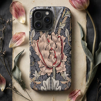 Honeysuckle - William Morris Floral Art Iphone Case Phone Case Detailed Floral Design Pink Cream Tulips William Morris’s Botanical Reverie,