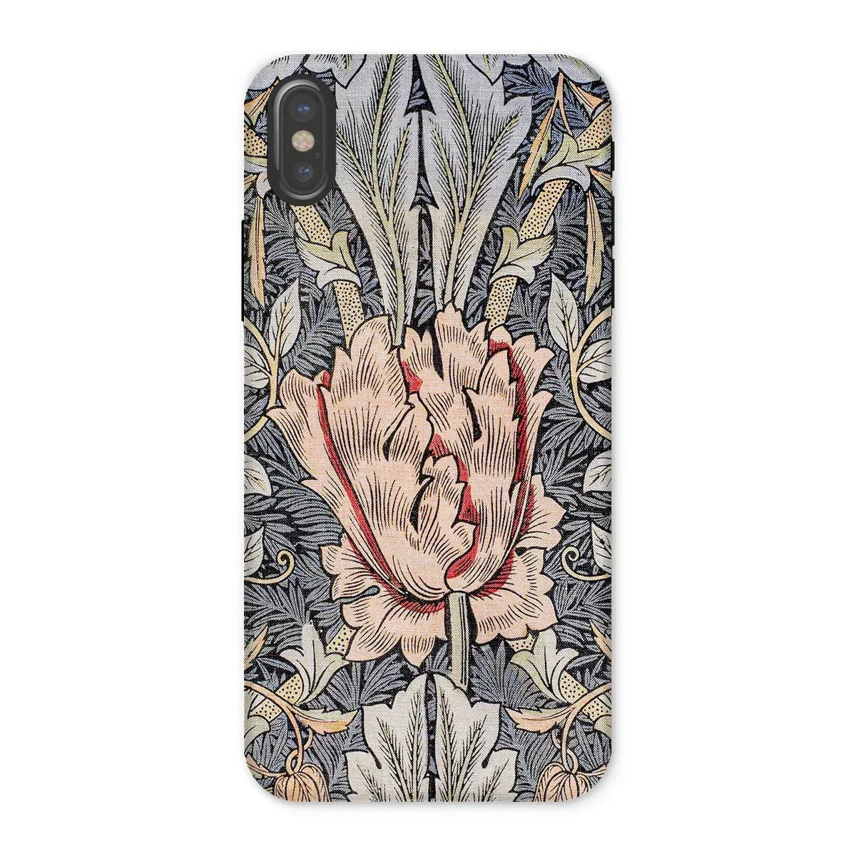 Honeysuckle - William Morris Floral Art Iphone Case, x / Matte, Ornate Floral-patterned Phone Case Central Pink Bloom Surrounded