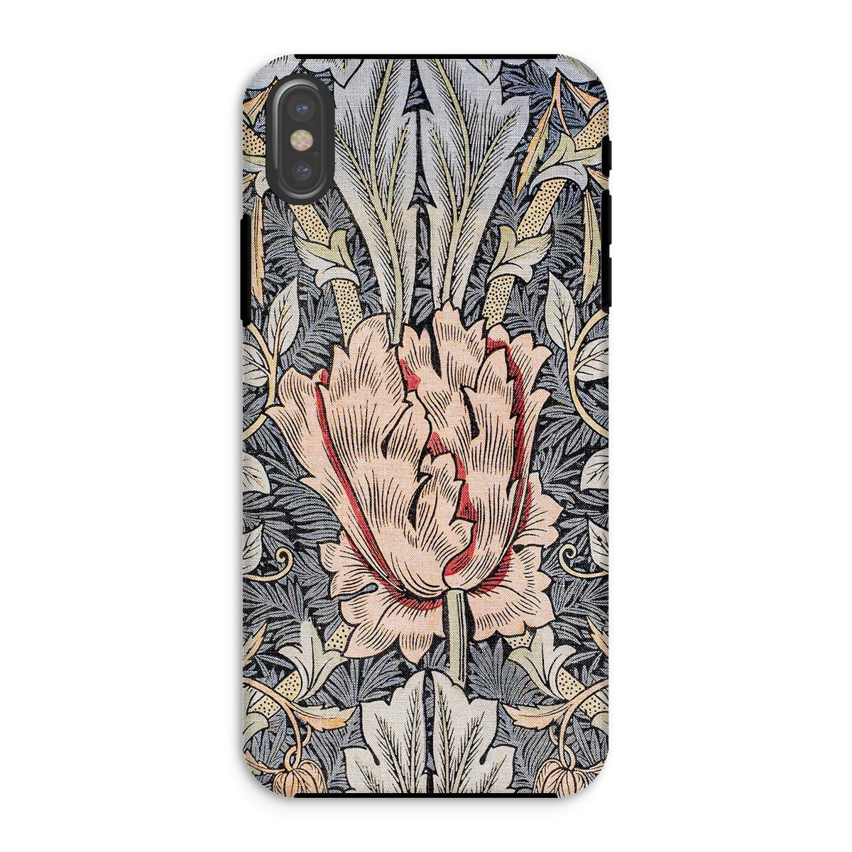Honeysuckle William Morris Floral Art Iphone Case, Xs / Matte, Ornate Floral Patterned Phone Case Central Pink Tulip Like Bloom