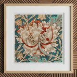 Honeysuckle - William Morris Floral Art Print, 12x12’’ / 31x31cm / Natural Frame / 2’’ Matboard, Framed Art Nouveau Floral Print