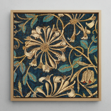 Honeysuckle - William Morris Floral Art Print / Canvas, 12x12’’ / 31x31cm / Natural Frame, Posters Prints & Visual Artwork, Toby Leon