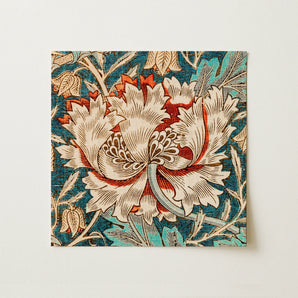Honeysuckle - William Morris Floral Art Print / Canvas, 12x12’’ / 31x31cm / Unframed / no Border, Posters Prints & Visual Artwork, Toby Leon