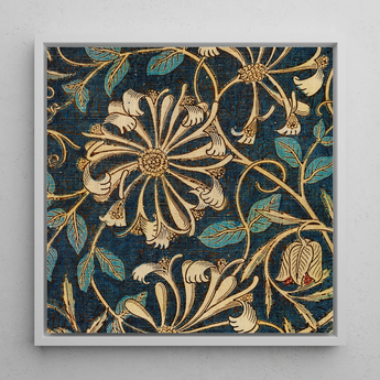 Honeysuckle - William Morris Floral Art Print / Canvas, 12x12’’ / 31x31cm / White Frame, Posters Prints & Visual Artwork, Toby Leon