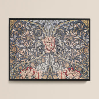 Honeysuckle - William Morris Floral Art Print / Canvas, 16x12’’ / 41x31cm / Black Frame, Posters Prints & Visual Artwork, Toby Leon