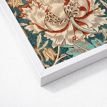 Framed Art Print Intricate Floral Design Cream Red William Morris’s Artistry, Honeysuckle, Morris Arts