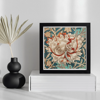 Honeysuckle - William Morris Floral Art Print, Framed Floral Art Print Ornate Vintage-style Peony Chrysanthemum