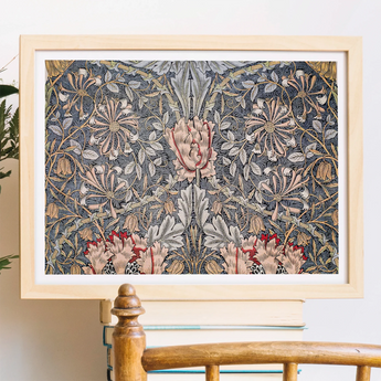 Honeysuckle - William Morris Floral Art Print, Framed Floral Tapestry Print Intricate Art Nouveau-style Design