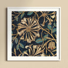Honeysuckle - William Morris Floral Art Print, Framed Floral Textile Pattern Cream-colored Blooms Turquoise Leaves