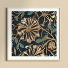 Honeysuckle - William Morris Floral Art Print, Framed Floral Textile Pattern Cream-colored Blooms Turquoise Leaves