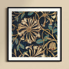 Honeysuckle - William Morris Floral Art Print, Framed Floral Textile Pattern Cream-colored Blooms Turquoise Leaves