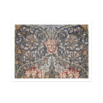 Honeysuckle - William Morris Floral Art Print, Ornate Floral Wallpaper Pattern Honeysuckle Tulip Motifs Muted