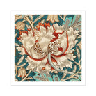 Honeysuckle William Morris Floral Art Print, Ornate White Red Peony Flower Detailed Decorative Petals